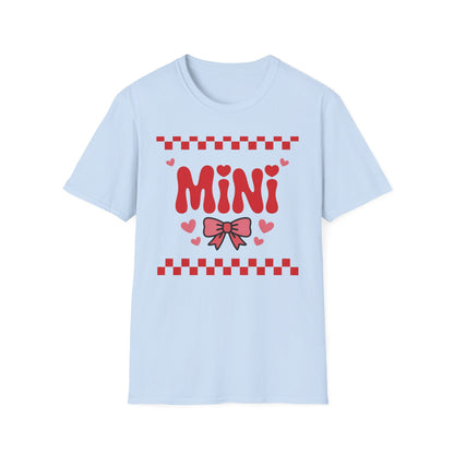 Adorable "MINI" Hearts & Bow T-Shirt | Trendy Checkered Design for Cute Girls & Sweethearts | Perfect Gift Tee