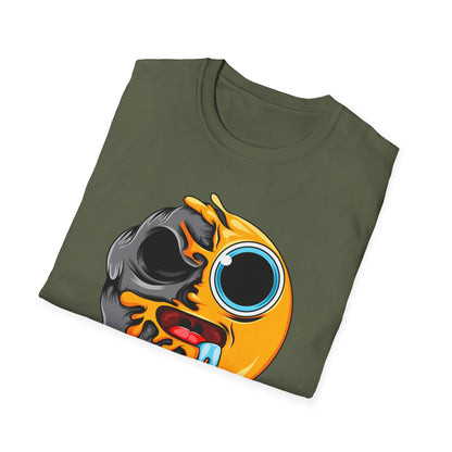 Vibrant Melting Emoji Skull T-Shirt | Unique Horror Pop Art Streetwear Tee | Edgy Graphic Design Statement