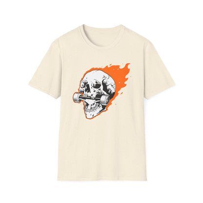 Epic Flaming Skull Skateboard T-Shirt – Rad Skater & Punk Rock Graphic Tee for Bold Street Style