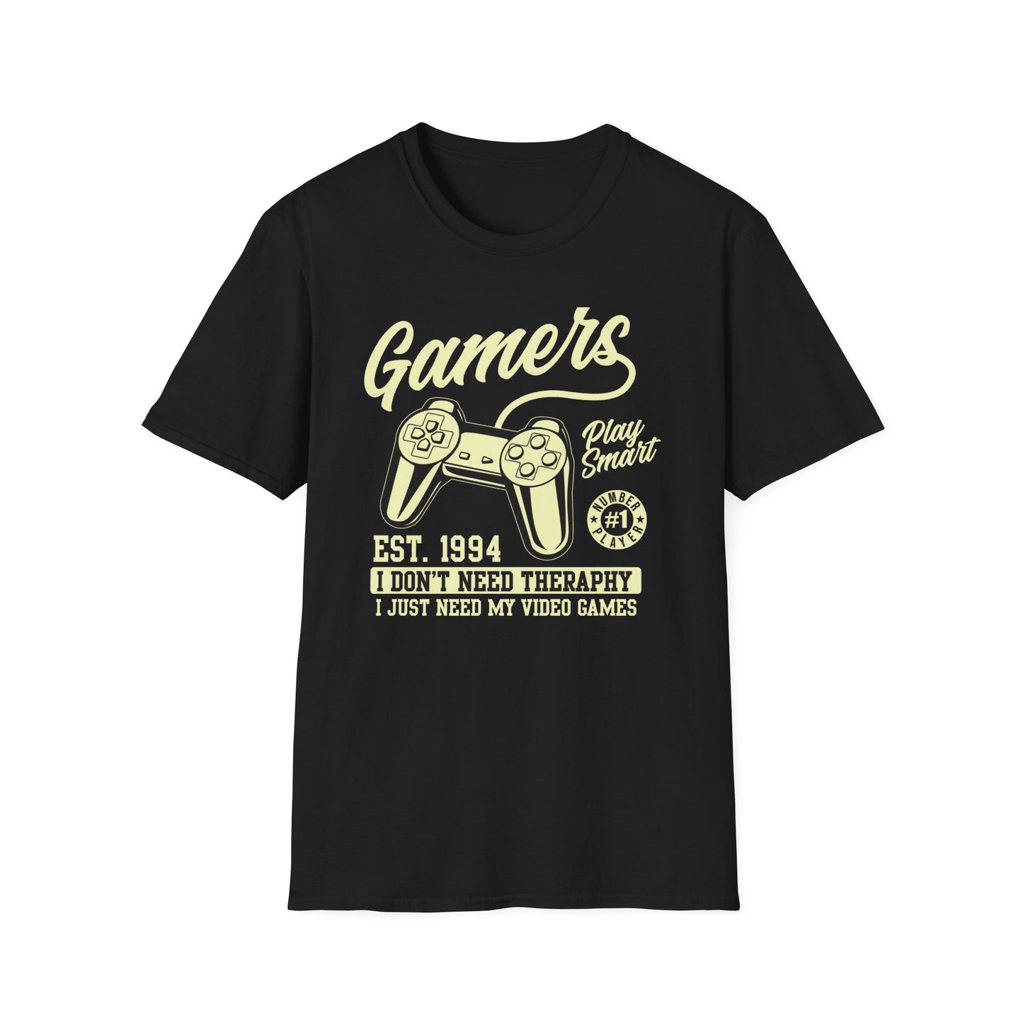 Hilarious Gamer T-Shirt: 'I Don't Need Therapy, Just My Video Games' - Retro Controller Tee for Ultimate Gaming Fans!