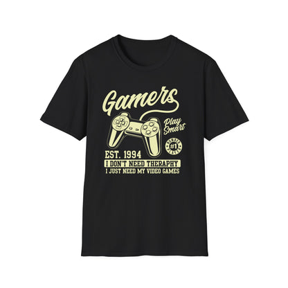 Hilarious Gamer T-Shirt: 'I Don't Need Therapy, Just My Video Games' - Retro Controller Tee for Ultimate Gaming Fans!