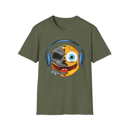 Mind-Blowing Melting Emoji Skull Headphones T-Shirt - Awesome Music Lover DJ Rave Tee