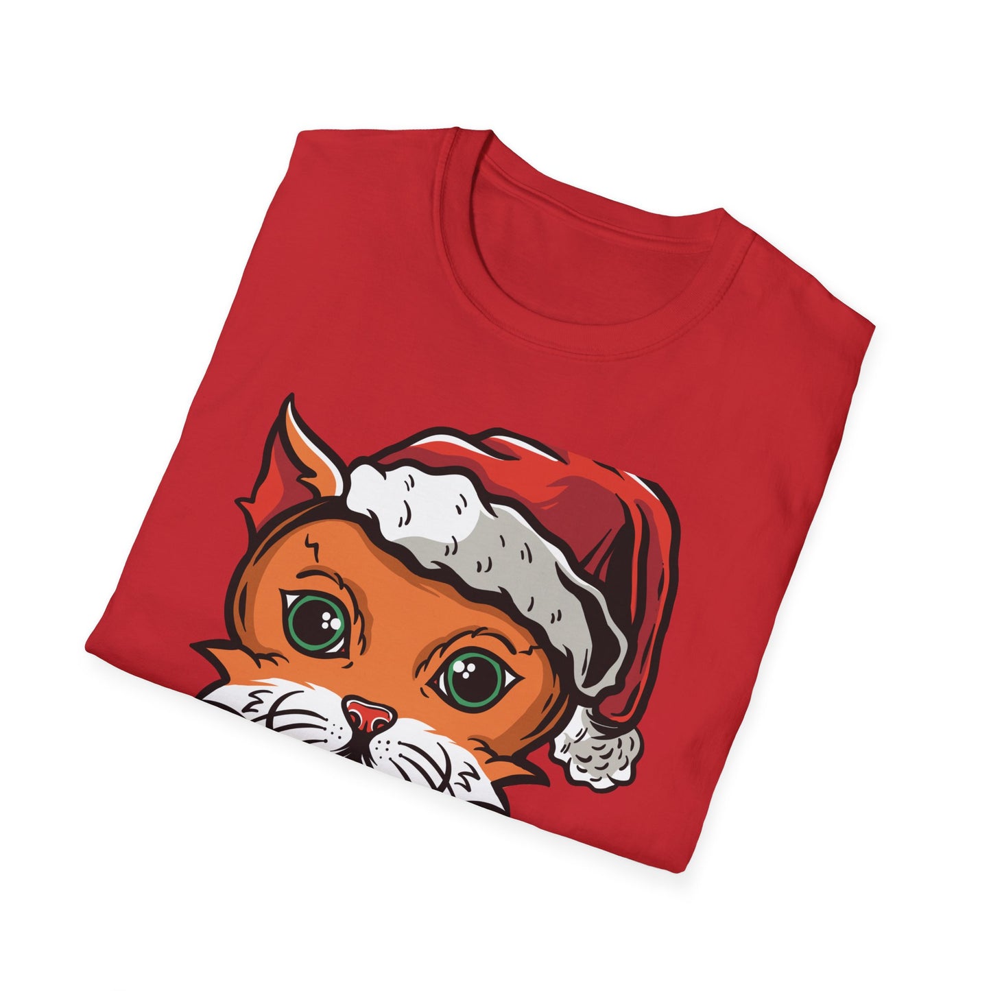 Festive Santa Cat T-Shirt with Candy Canes | Adorable Holiday Feline Tee | Purrfect Christmas Gift for Cat Lovers