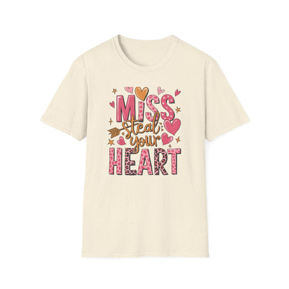 Miss Steal Your Heart T-Shirt | Adorable Valentine's Day Love Tee | Pink Leopard Print & Cupid's Arrow Shirt