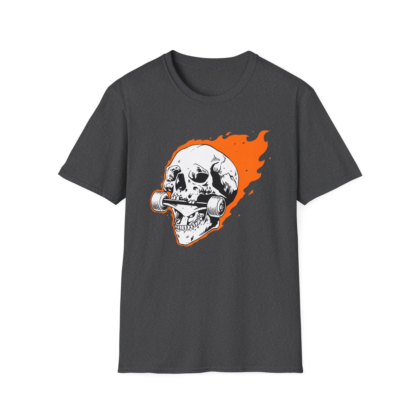 Epic Flaming Skull Skateboard T-Shirt – Rad Skater & Punk Rock Graphic Tee for Bold Street Style
