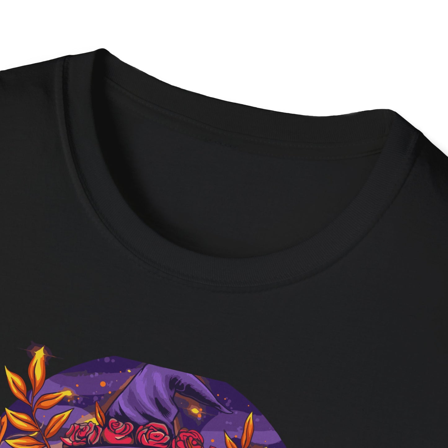 Enchanting Mystical Witch T-Shirt | Women's Fantasy Magic Tee with Cat, Crystal Ball & Roses | Awesome Gift