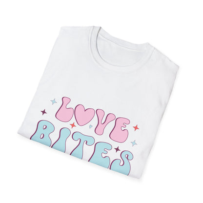 Trendy Love Bites T-Shirt | Groovy Retro Y2K Pink Blue Hearts & Stars Valentine's Day Tee | Adorable Aesthetic Top