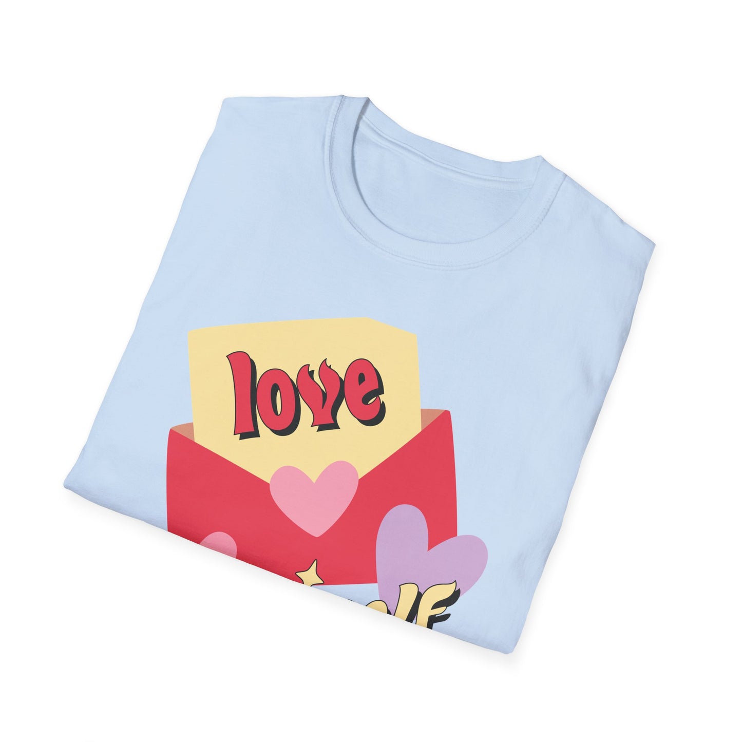 Empowering "Love Yourself" Retro T-Shirt | Chic Self-Care Message Tee | Adorable Hearts & Love Letter Design for Women
