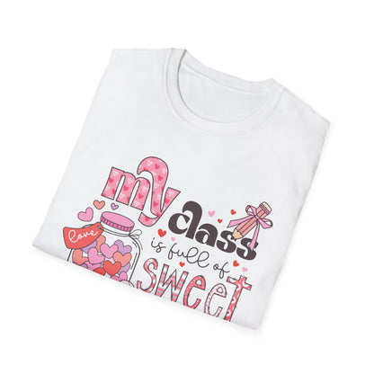 Adorable Teacher Valentine's Day T-Shirt - My Class Is Full of Sweethearts - Cute Love Heart Educator Gift Tee