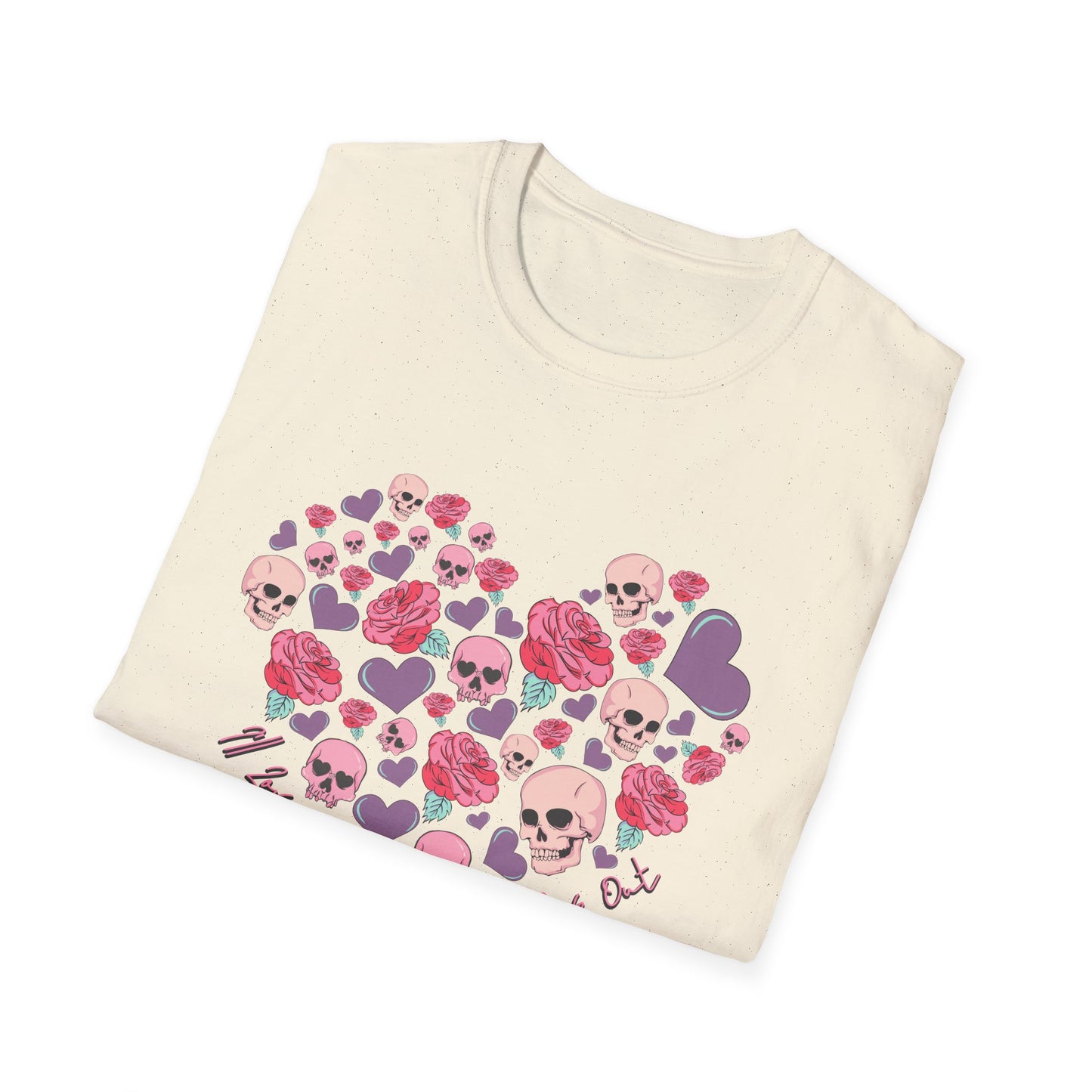 Captivating Goth Skulls & Roses Heart T-Shirt | Edgy 'Love You Till My Lungs Give Out' Tee | Unique Dark Romance Apparel Gift