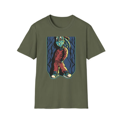 Cool Hip Hop Rabbit T-Shirt | Trendy Streetwear Bunny Tee | Vibrant Urban Animal Design | Unique & Awesome Unisex Apparel