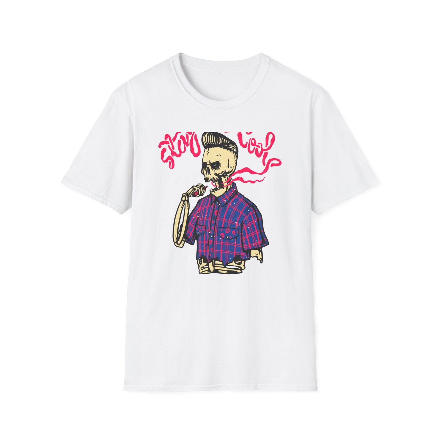 Stay Cool Skeleton Vaper T-Shirt | Edgy Greaser Pompadour Tee for Rockabilly & Alternative Style Fans