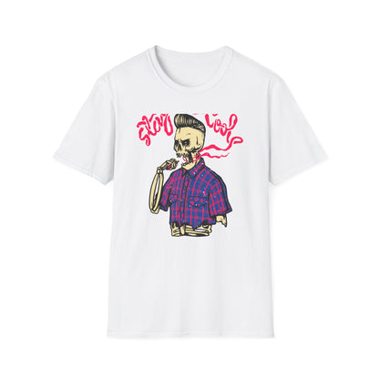Stay Cool Skeleton Vaper T-Shirt | Edgy Greaser Pompadour Tee for Rockabilly & Alternative Style Fans