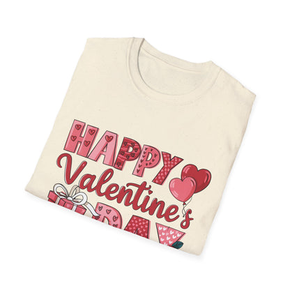 Sweet Happy Valentine's Day T-Shirt | Charming Hearts, Balloons & Gift Design Tee | Perfect for Romantic Celebrations & Love Gifts