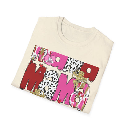 Chic Mama Valentine T-Shirt: Sparkling Cupid, Dalmatian Spots & Be Mine Hearts. Trendy Gift for Moms!