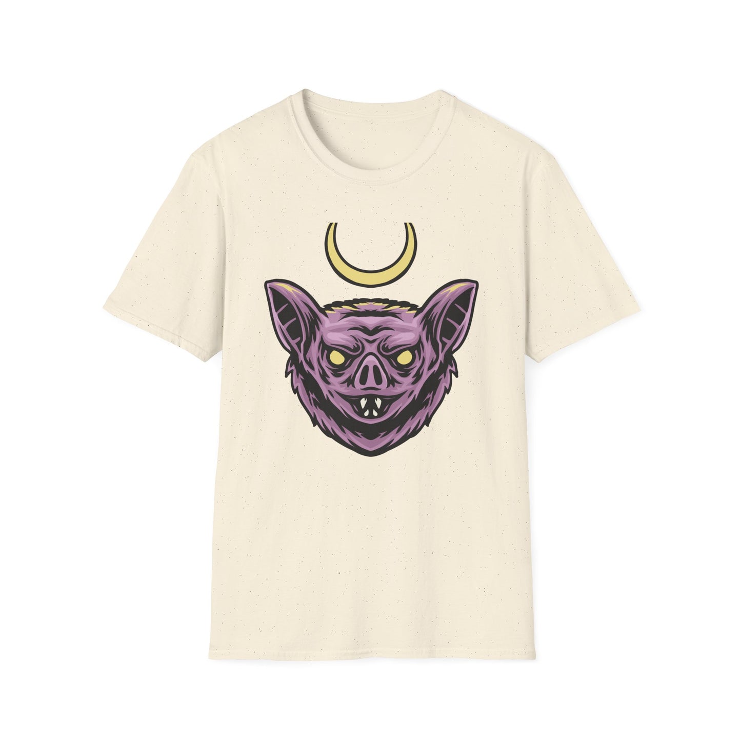 Mystical Crescent Moon Bat Creature T-Shirt - Gothic Vampire Beast Tee for Dark Fantasy & Horror Fans