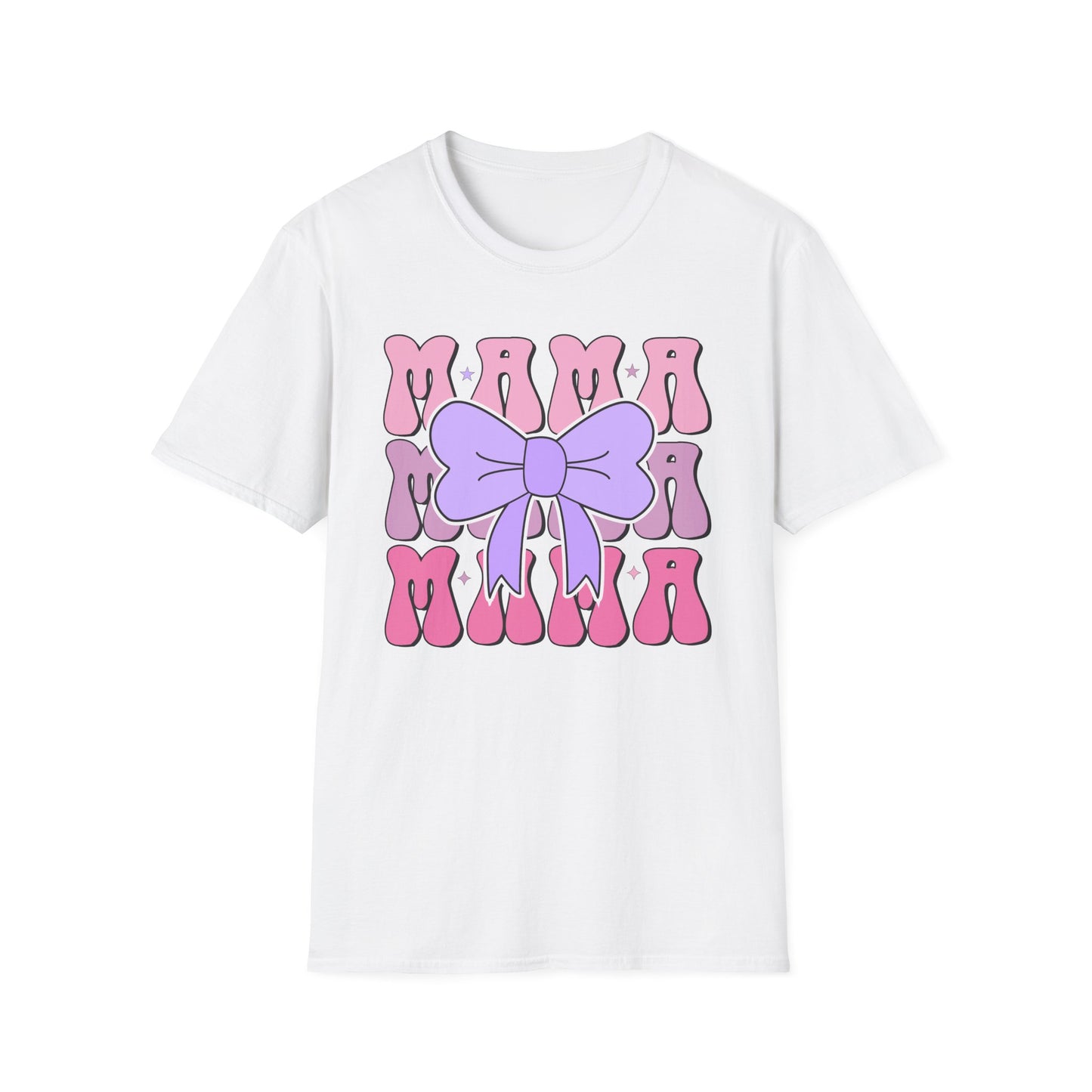 Trendy Groovy MAMA T-Shirt for Moms | Adorable Pink Purple Bow Tee | Perfect Mother's Day Gift for Her