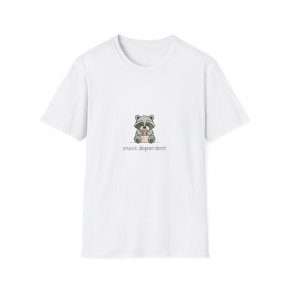 Snack Dependent Raccoon T-Shirt | Adorable Funny Foodie Animal Lover Tee | Cozy & Unique Gift Idea