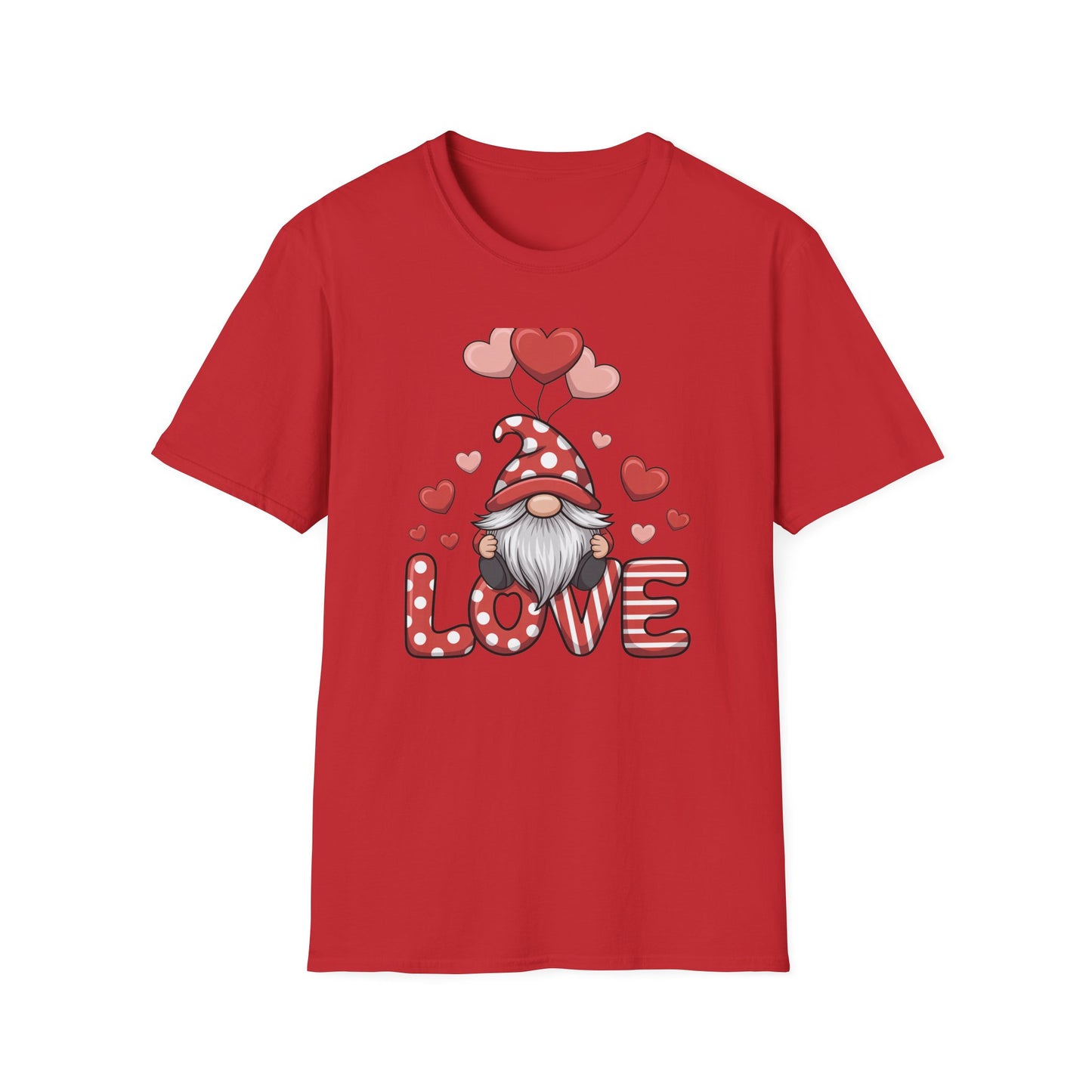 Charming Valentine Gnome Love T-Shirt | Cute Heart Design & Polka Dot Hat | Sweet Holiday Gift for Her