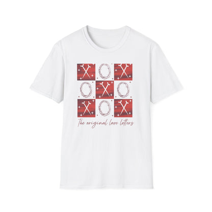 Meaningful Christian 'Original Love Letters' T-Shirt | Unique Cross & Crown of Thorns Design - Faith Tic-Tac-Toe Apparel
