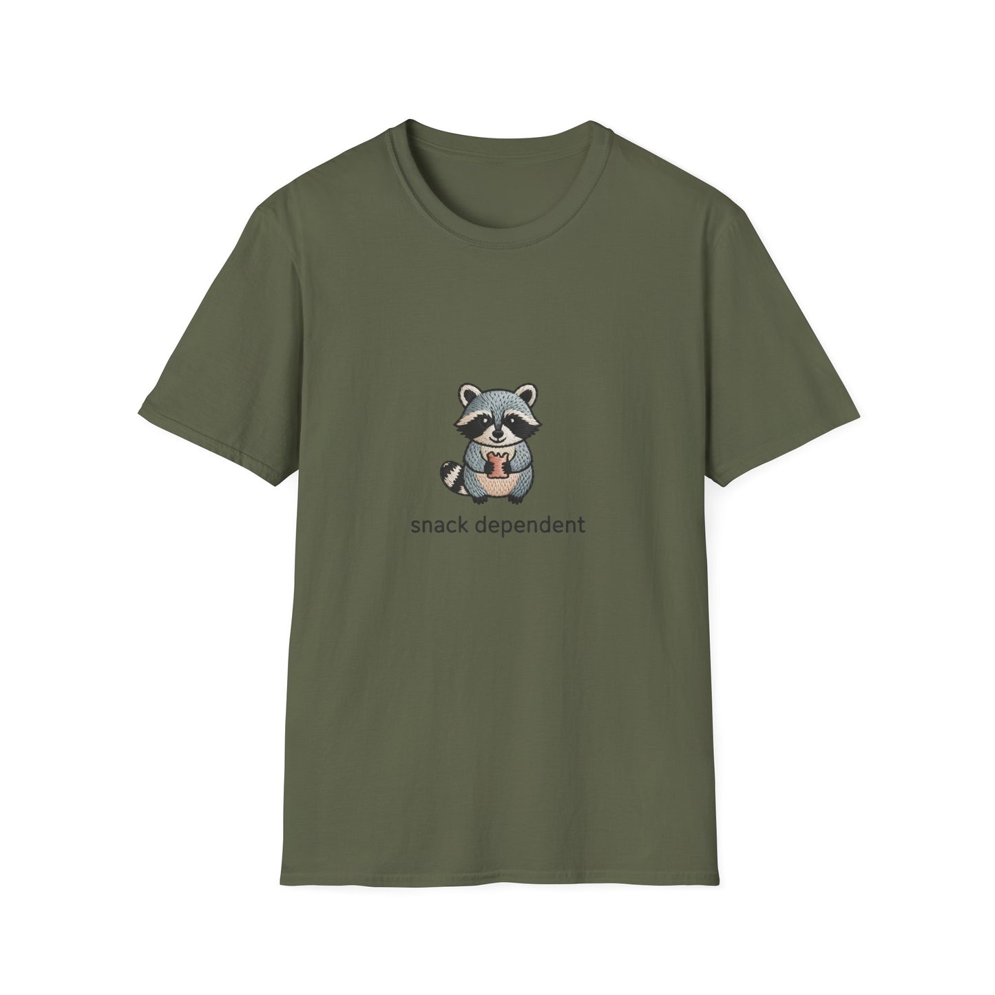 Adorable Snack Dependent Raccoon T-Shirt | Funny Foodie Animal Tee | Cute & Comfy Graphic Top for Snack Lovers