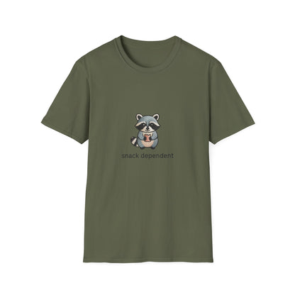 Adorable Snack Dependent Raccoon T-Shirt | Funny Foodie Animal Tee | Cute & Comfy Graphic Top for Snack Lovers