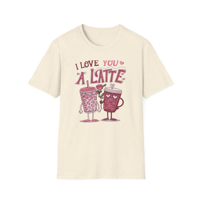 Adorable "I Love You A Latte" T-shirt | Sweet Coffee Pun Valentine's Gift for Couples & Lovers