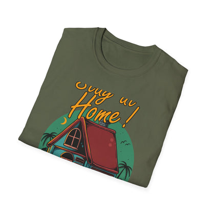 Cozy Stay at Home T-Shirt for Homebodies | Charming House & Palm Tree Design Tee | Ultimate Comfort Wear