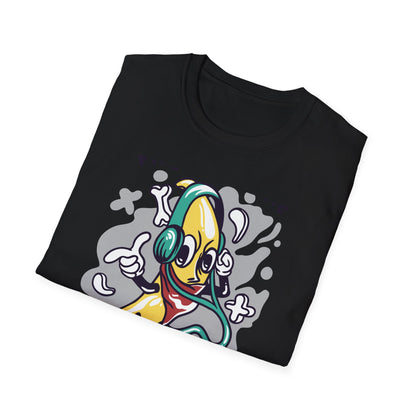 Epic Play Your Music Cool Banana T-Shirt | Retro Cartoon DJ Tee for Music Lovers | Vibrant & Unique Graphic Apparel