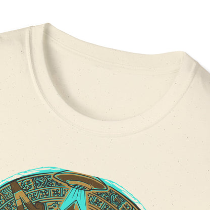 Epic Ancient Aliens T-Shirt: UFO & Pyramids with Aztec Calendar Design | Sci-Fi Mystery & Conspiracy Tee