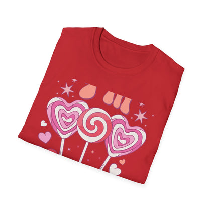Groovy "I'm a Sucker For You" T-Shirt | Sweet Valentine's Day Love Tee | Retro Candy Heart & Lollipop Design