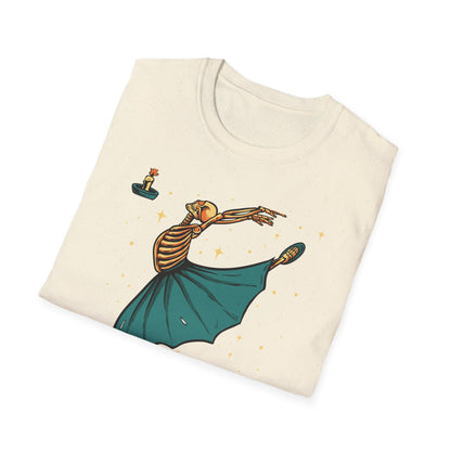 Enchanting Skeleton Ballerina T-Shirt | Mystical Dance Goth Tee | Unique Spooky Chic Apparel for Halloween & Beyond