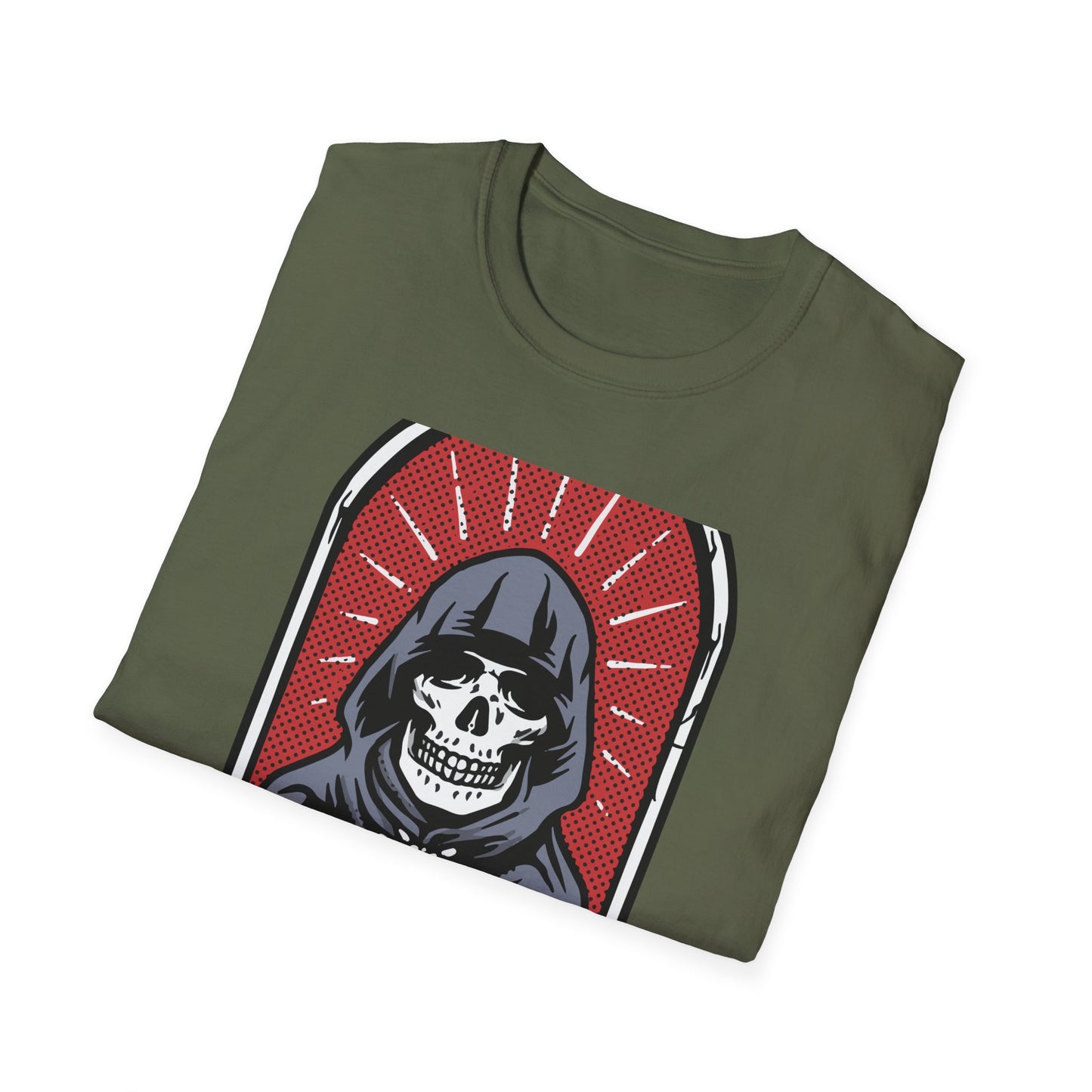 Mystic Grim Reaper Rosary T-Shirt | Edgy Skeleton Skull Goth Tee | Unique Dark Aesthetic Apparel | Spooky Halloween Gift