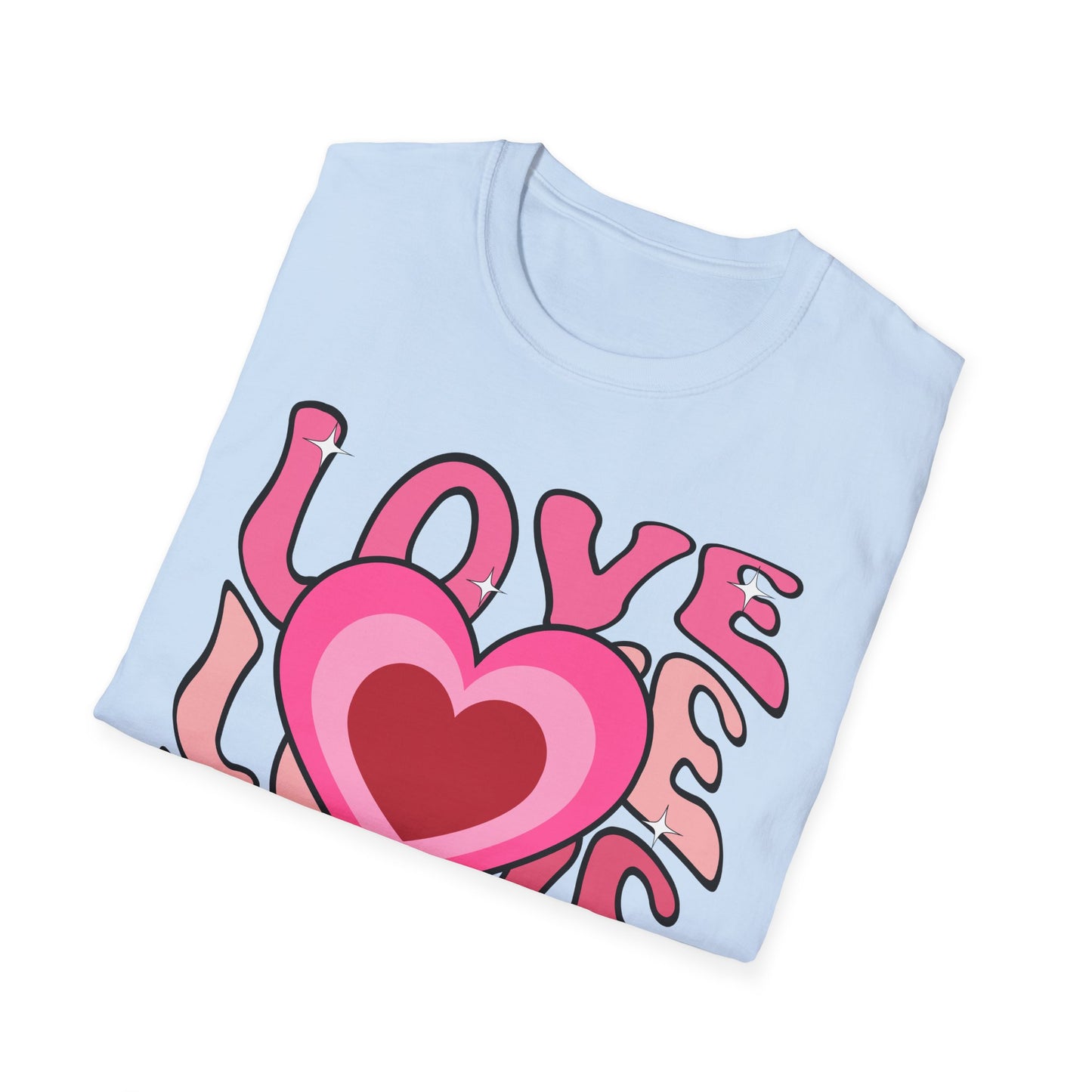 Groovy Pink Love Heart T-Shirt | Retro Y2K Sparkle Tee | Adorable Valentine's Day Gift for Her & Him