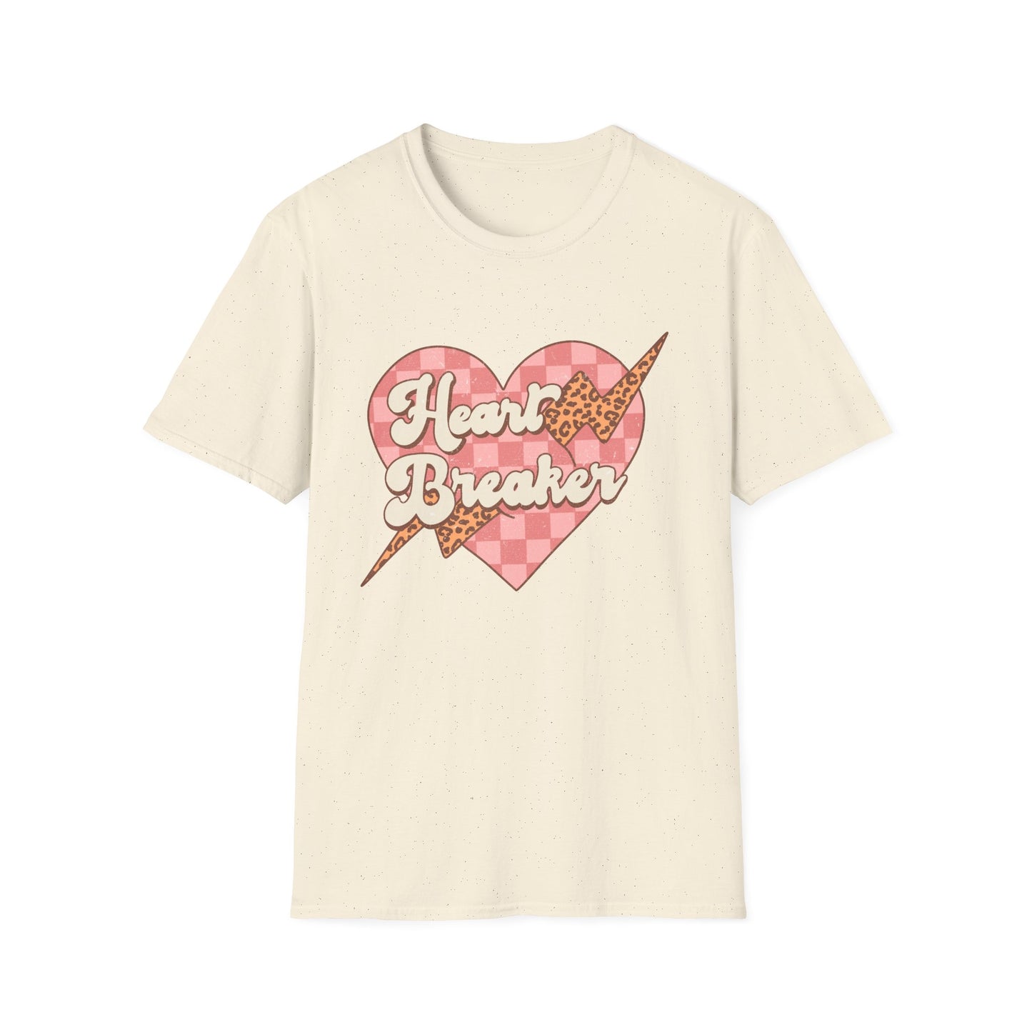 Trendy Heart Breaker T-Shirt - Sassy Leopard Print Lightning Bolt Checkered Heart Tee for Women