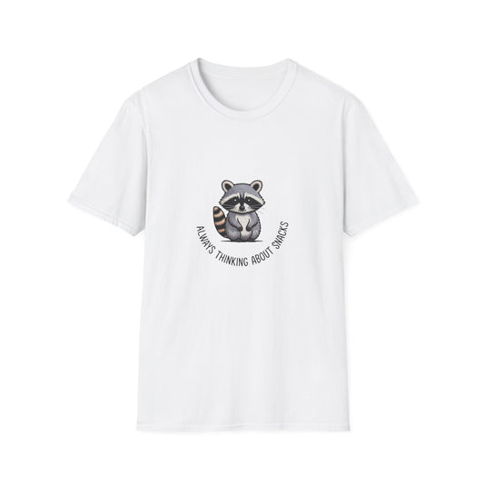 Adorable Raccoon Always Thinking About Snacks T-Shirt - Funny Foodie Animal Lover Tee Gift - Cute & Irresistible