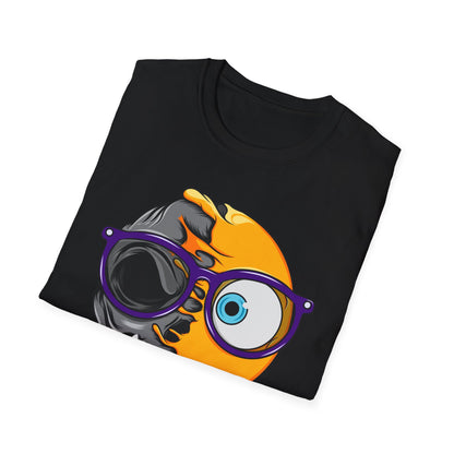 Unique Half Emoji Skull T-Shirt | Bold Melting Face Graphic Tee | Edgy Dual Personality Design for Distinct Style Seekers