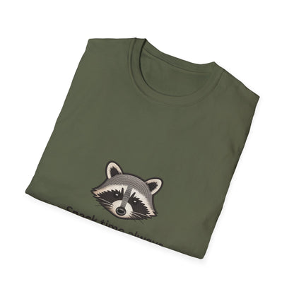 Hilarious Raccoon 'Snack Time Always' Embroidered T-Shirt | Cute Animal Lover Tee for Foodies & Wildlife Fans