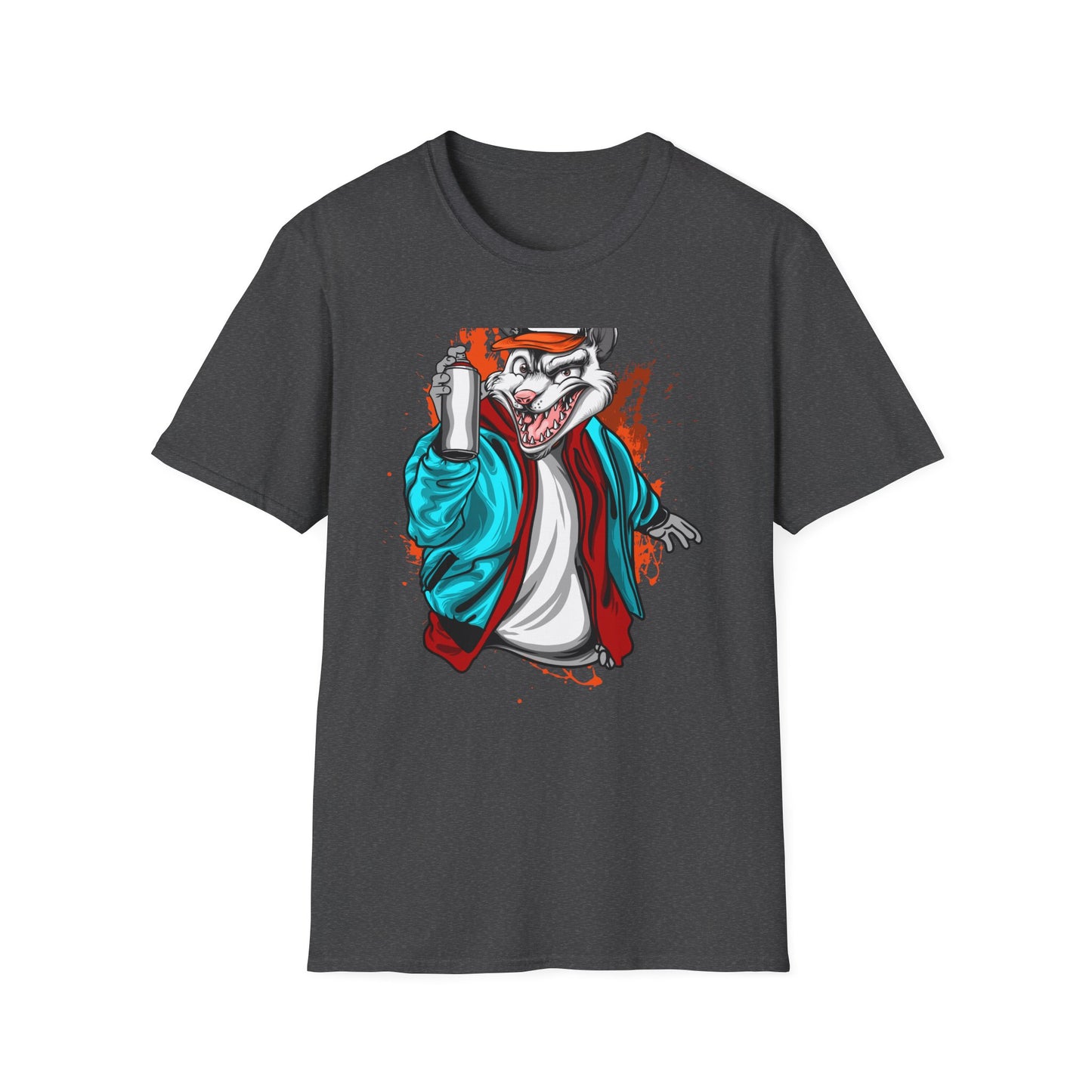 Unleash Your Inner Rebel: Epic Graffiti Rat T-Shirt - Bold Street Art Rodent Design with Spray Can for Urban Style