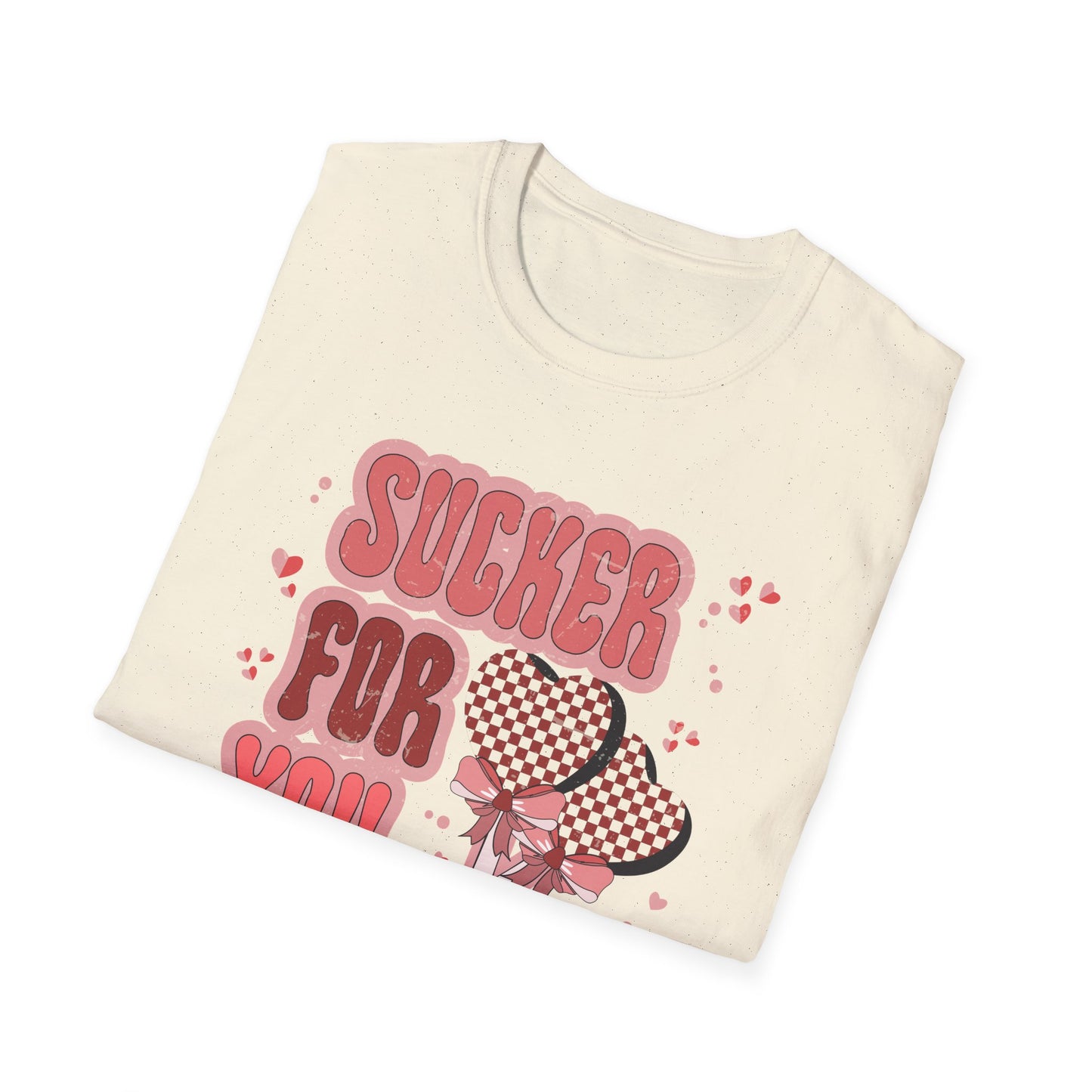 Sweet Sucker For You T-Shirt | Retro Checkered Heart Lollipops | Valentine's Day Love Gift | Adorable & Trendy Romantic Tee