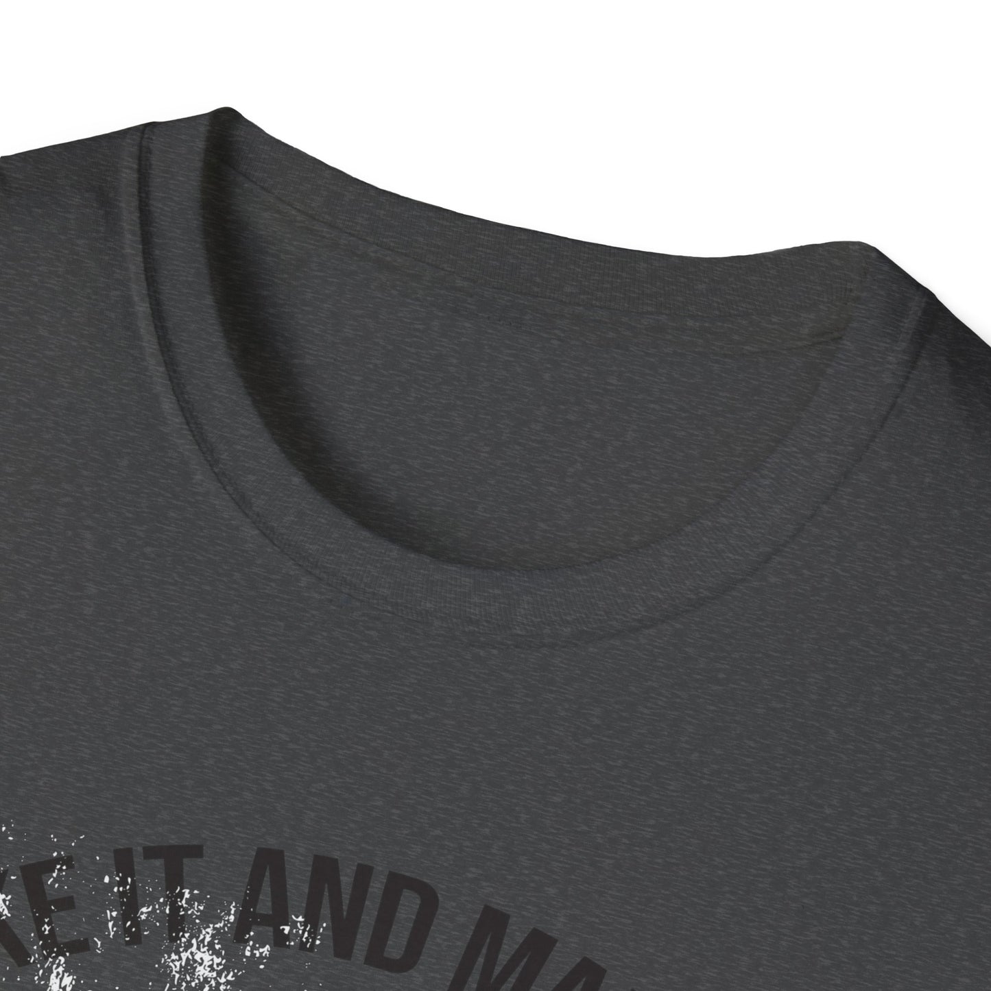 Fake It And Make It Skull T-Shirt - Edgy Cracked Smiley Grunge Aesthetic Tee for Bold Style & Motivation