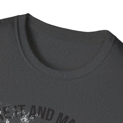 Bold Fake It And Make It Skull Smiley T-Shirt | Edgy Motivational Grunge Tee | Standout Statement Apparel