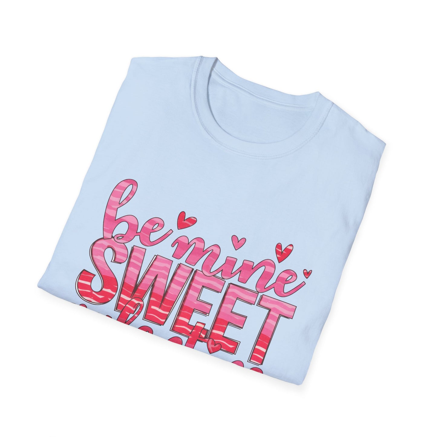 Charming "Be Mine Sweet Valentine" T-Shirt | Adorable Pink Hearts & Glitter Print | Perfect Romantic Gift Tee for Her