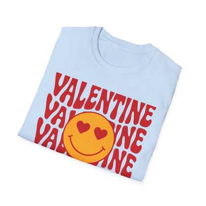 Groovy Valentine Heart Eyes Smiley T-Shirt - Retro Love Day Tee for Her & Him | Expressive & Cute