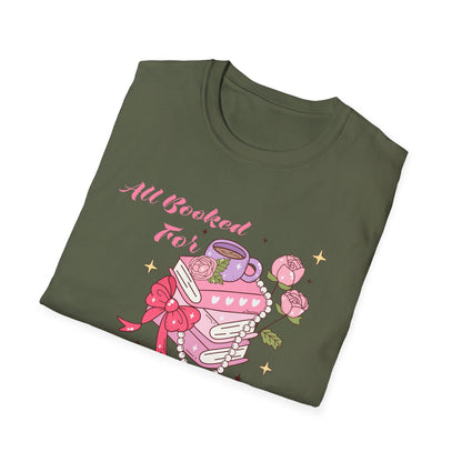 All Booked For Valentine T-Shirt | Cozy Book Lover Tee | Romantic Reader Valentine's Day Gift for Her | Adorable Bookworm Graphic Shirt
