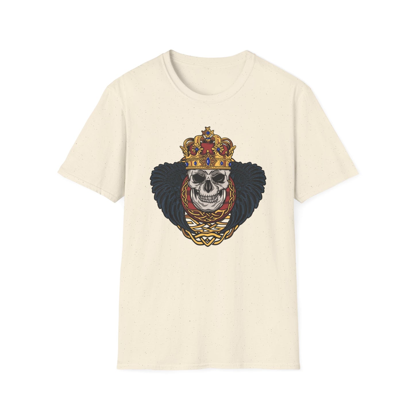 Majestic Regal Skull T-Shirt | Crowned King Skull with Dark Wings & Celtic Knot | Gothic Fantasy Apparel Gift