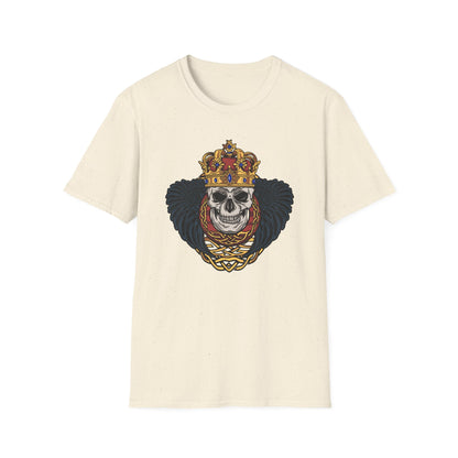 Majestic Regal Skull T-Shirt | Crowned King Skull with Dark Wings & Celtic Knot | Gothic Fantasy Apparel Gift
