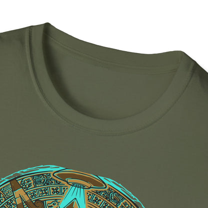 Epic Ancient Aliens T-Shirt: UFO & Pyramids with Aztec Calendar Design | Sci-Fi Mystery & Conspiracy Tee