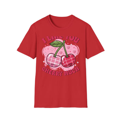 Adorable "I Like You Cherry Much" T-Shirt | Sweet Valentine's Day Love Cherries Graphic Tee | Cute Romantic Gift