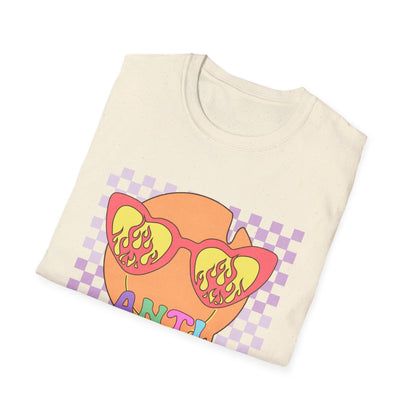 Anti Love Club T-Shirt | Edgy Retro Smiley Face & Flaming Heart Sunglasses | Trendy Grunge Y2K Aesthetic Tee